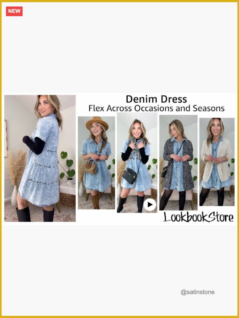 Short Sleeve Button Down Flowy Tiered Babydoll Denim Dress - Picture 7 of 7